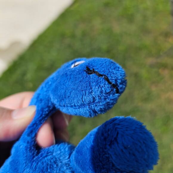 Mudpie Blue Orange Dinosaur Plush Baby Toy Hand Floppy Pocket Lovey Comfie Play - Picture 6 of 8